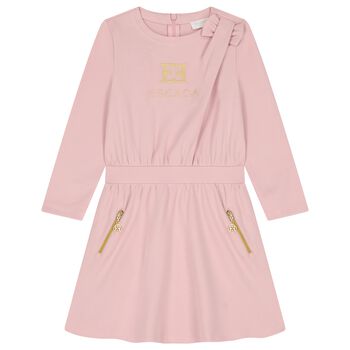 Girls Pink & Gold Logo Dress