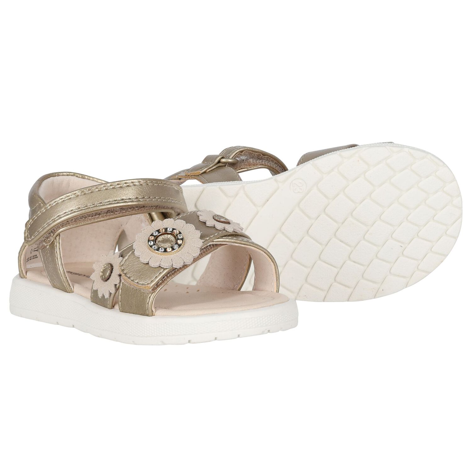 Younger Girls Ivory Flower Sandals, 2, hi-res image number null