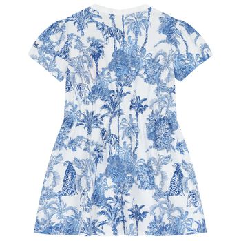Girls White & Blue Jungle Dress