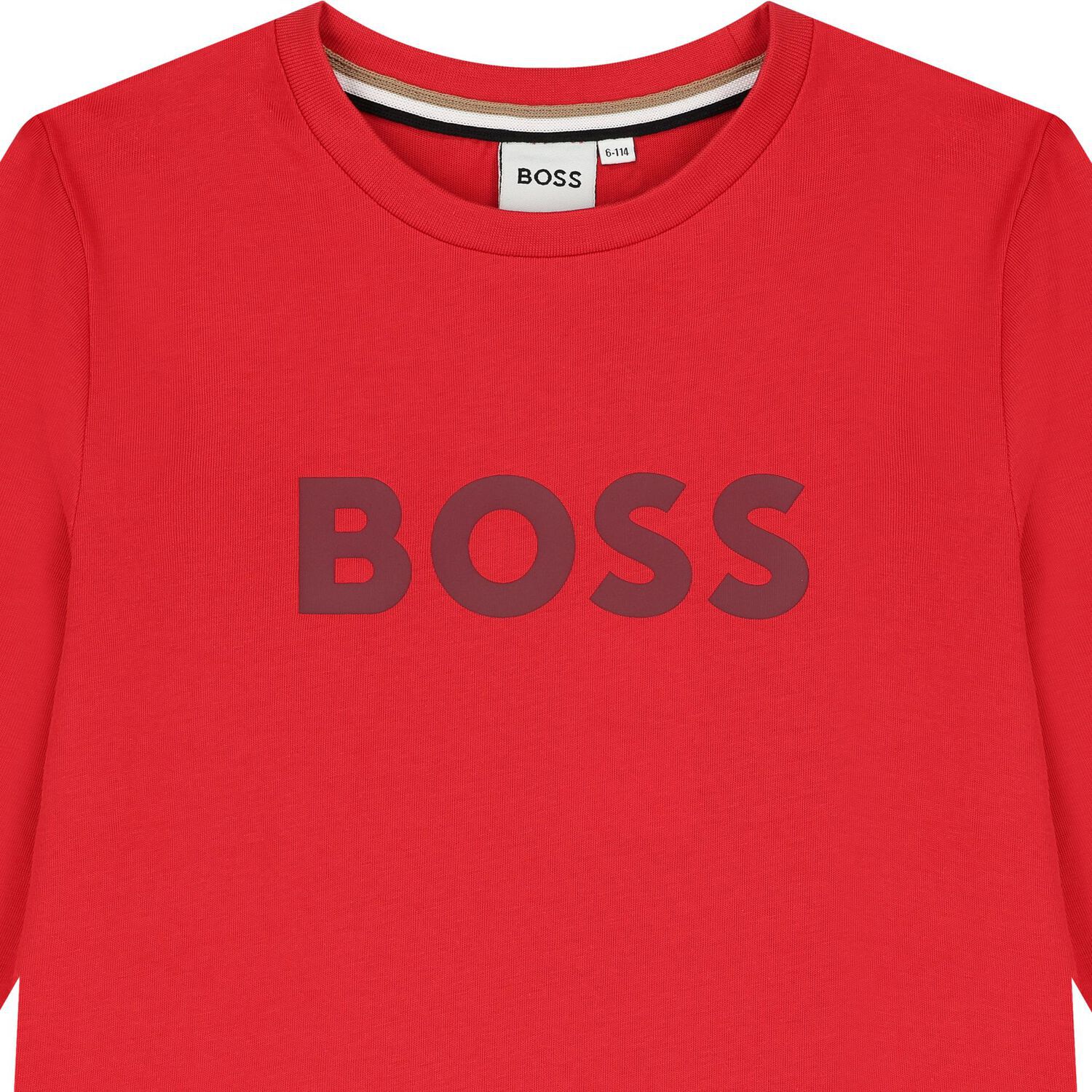 Boys Red Logo Long Sleeve Top, 1, hi-res