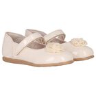 Younger Girls Beige Flower Shoes , 2, hi-res