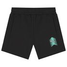 Boys Black Logo Shorts, 1, hi-res