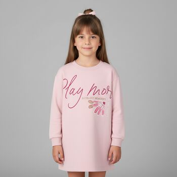 Girls Pink Fleece Sweatshirt Dress