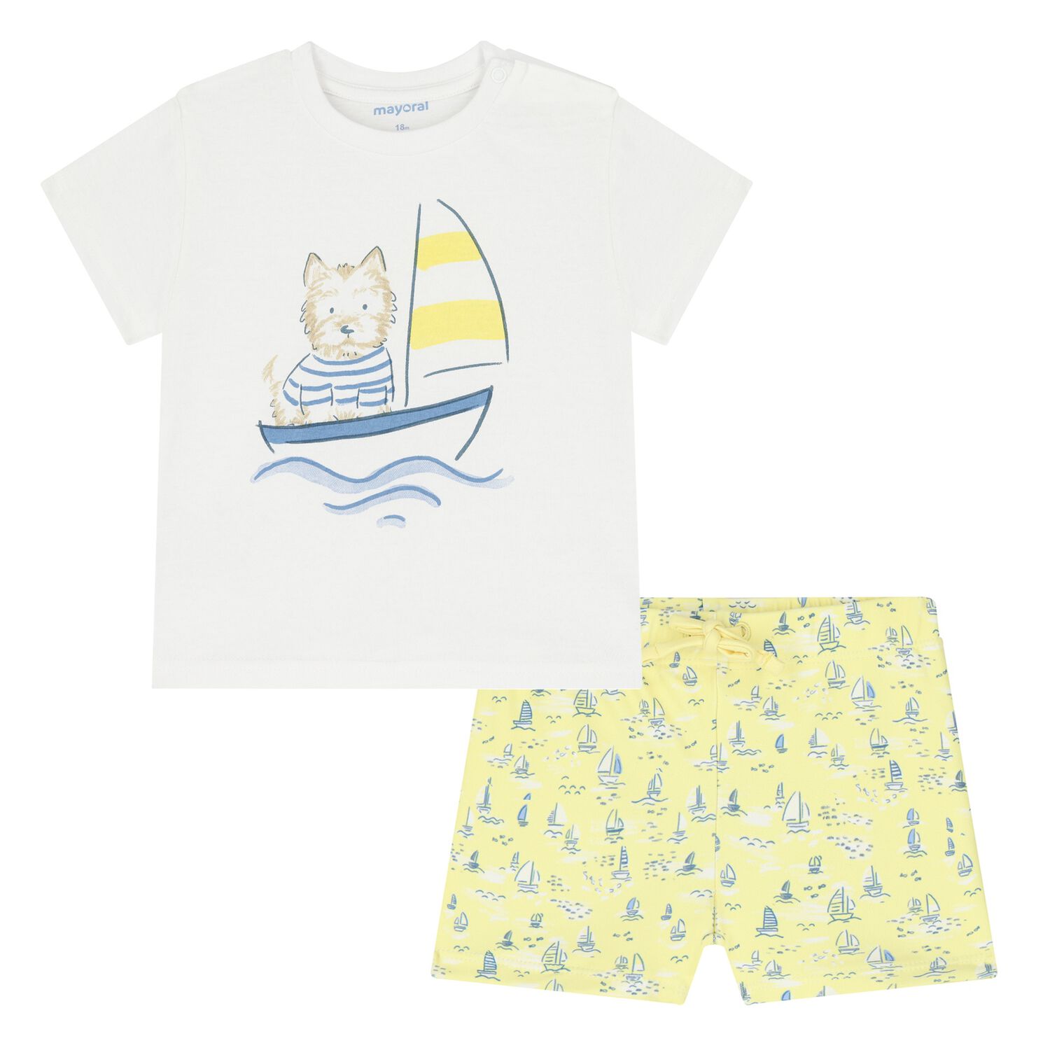 Younger Boys White & Yellow Swim Shorts Set, 1, hi-res image number null