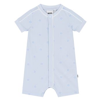Baby Boys Blue Logo Romper