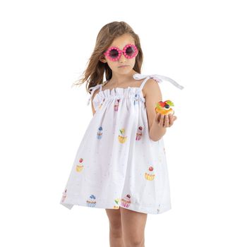 Girls White Cupcakes Beach Dress