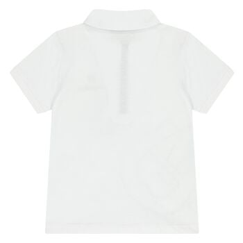 Younger Boys White Logo Polo Shirt