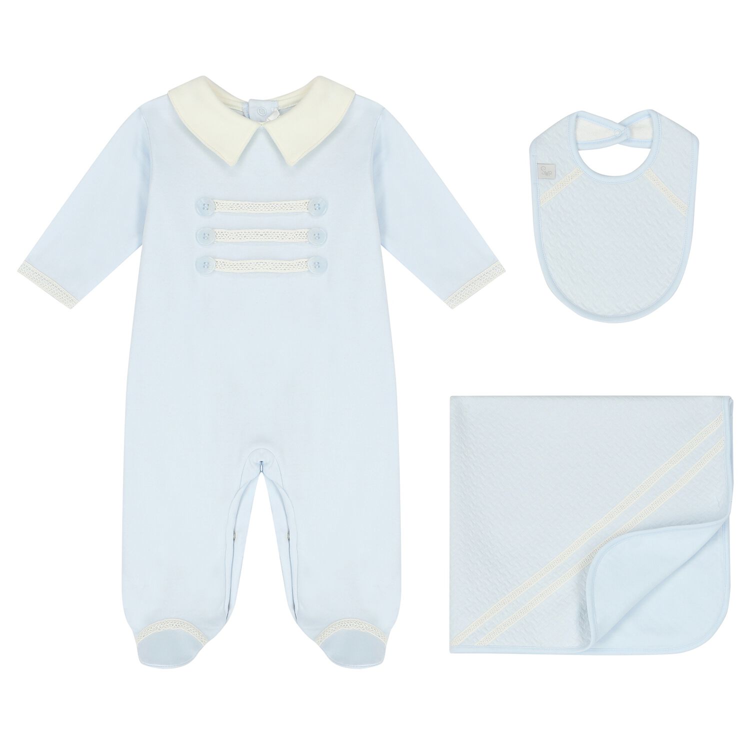 Baby Boys Blue & Ivory Babygrow Gift Set, 1, hi-res