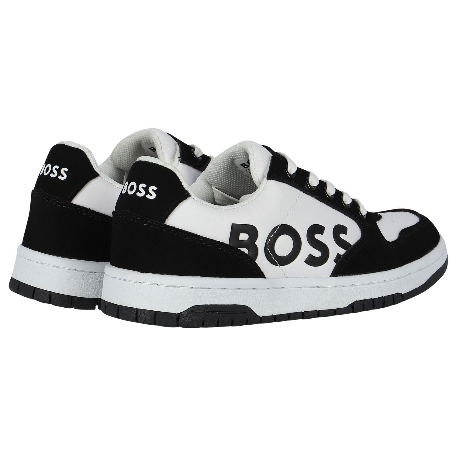 Boys Black & White Logo Trainers, 1, hi-res image number null