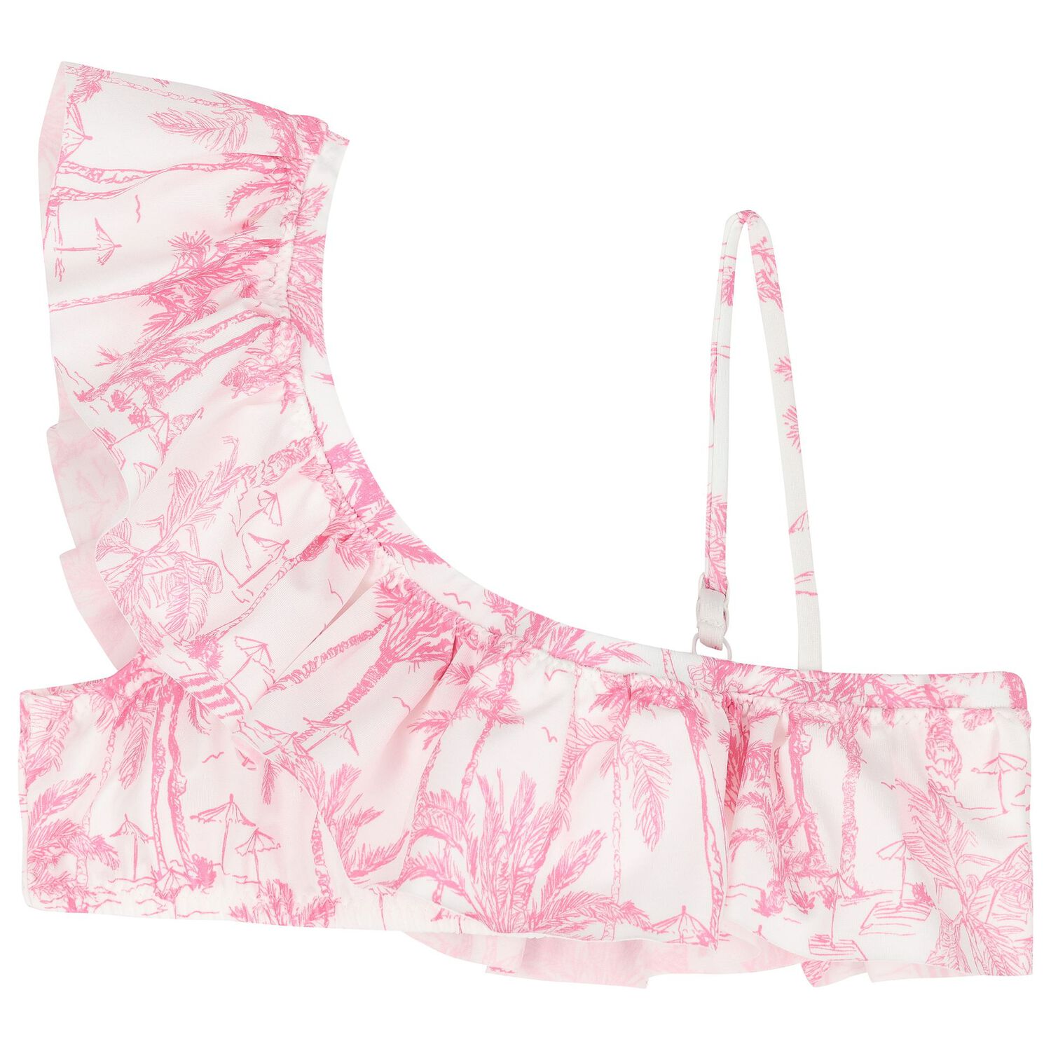 Girls White & Pink Palm Tree Bikini, 1, hi-res image number null