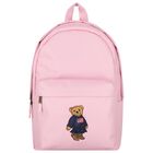 Girls Pink Canvas Polo Bear Backpack ( 44cm ), 3, hi-res