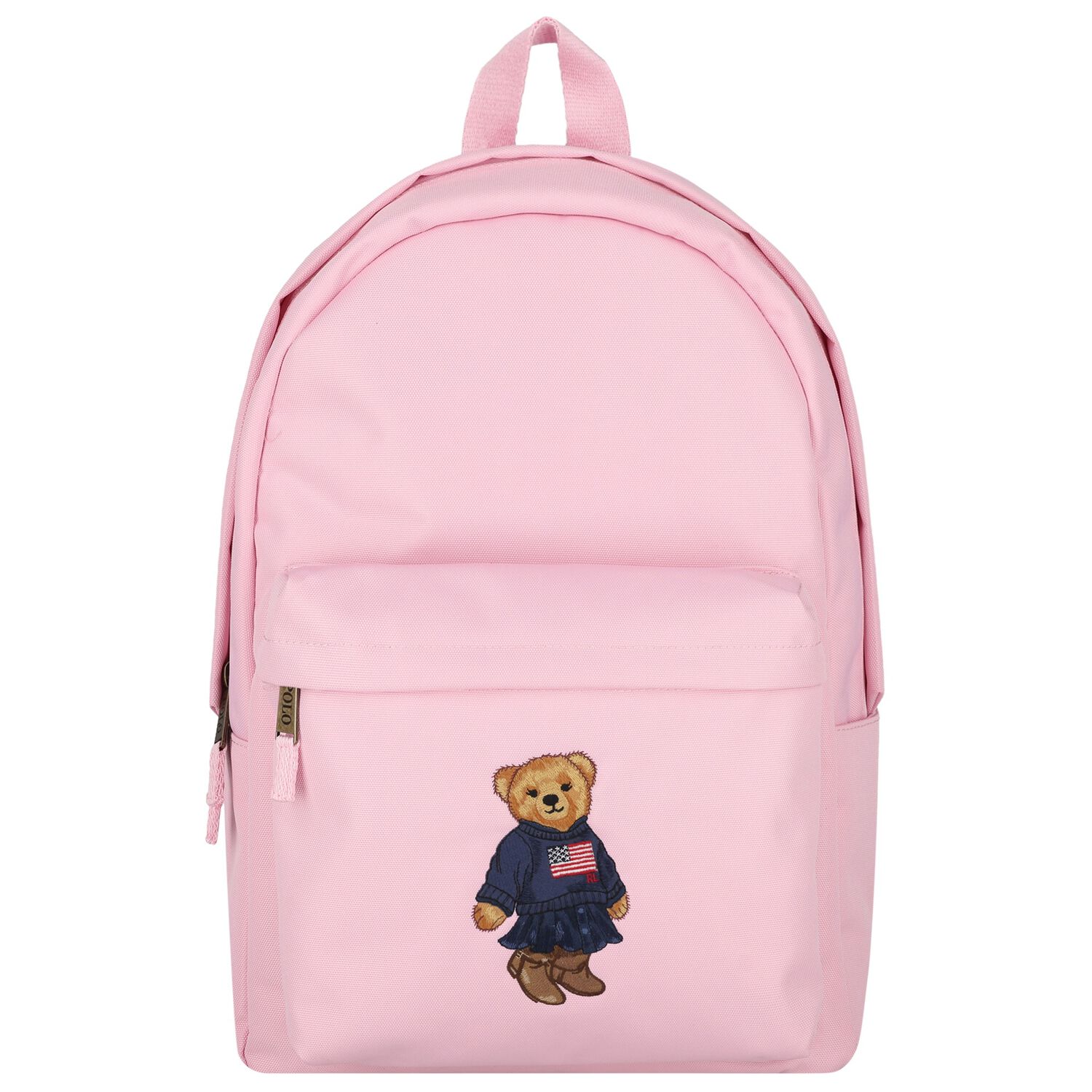 Girls Pink Canvas Polo Bear Backpack ( 44cm ), 3, hi-res