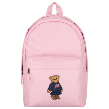 Girls Pink Canvas Polo Bear Backpack ( 44cm )