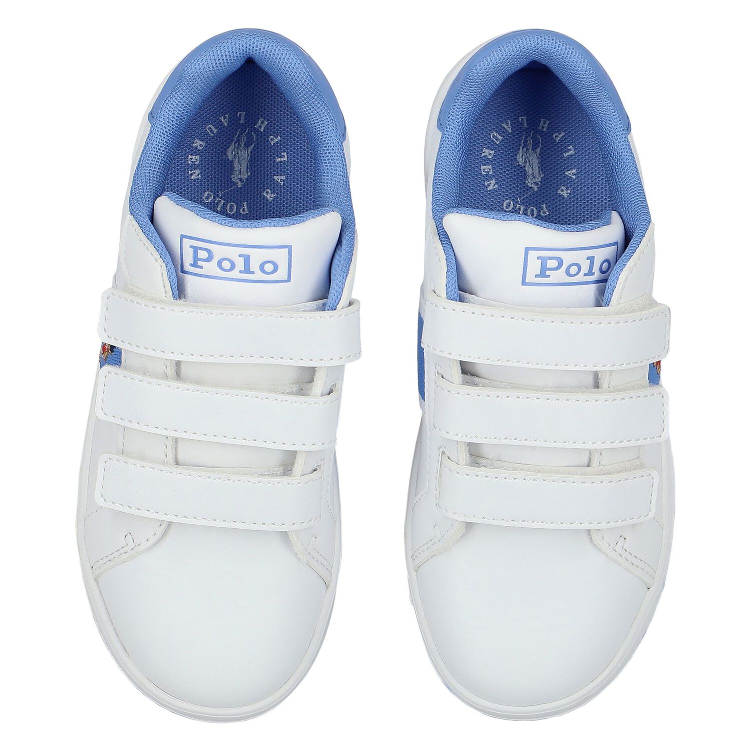 Girls White & Blue Logo Trainers, 1, hi-res image number null