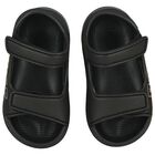 Boys Black Logo Sandals, 1, hi-res