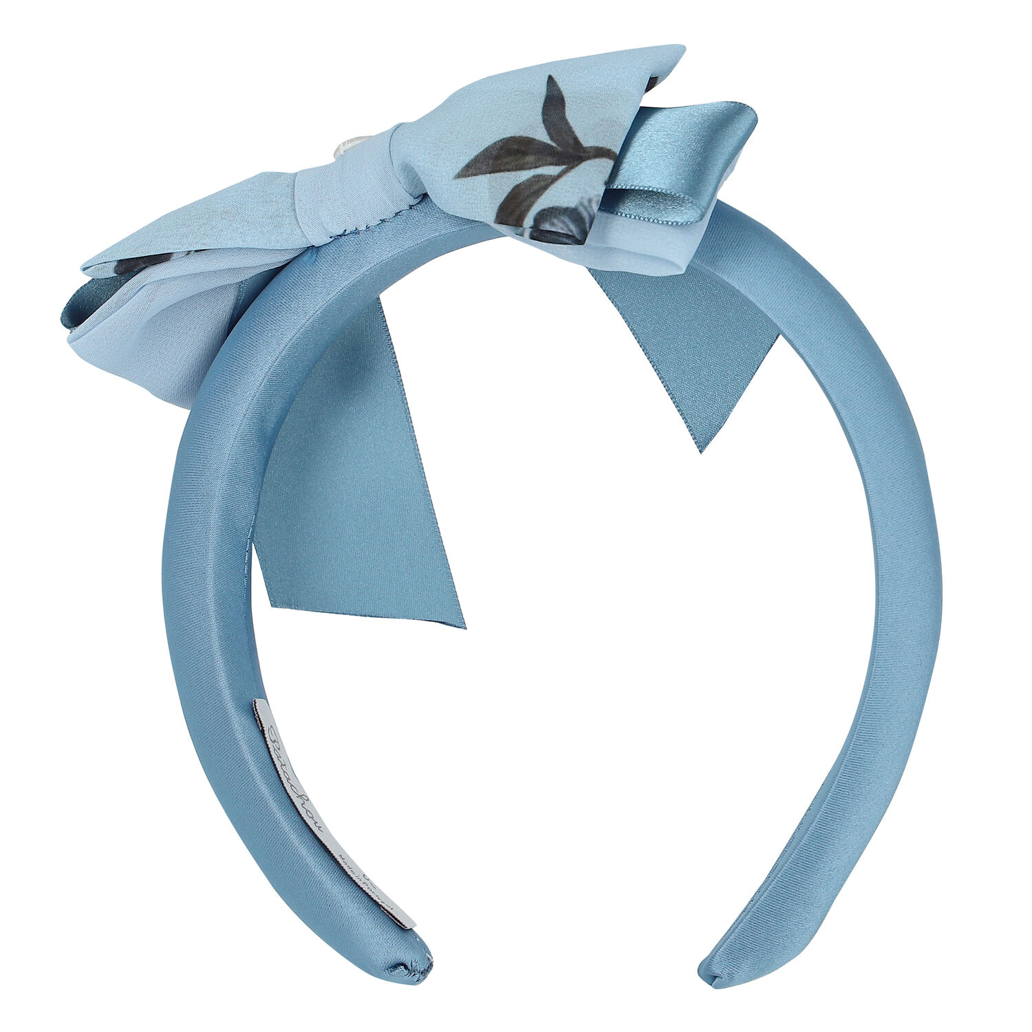 Girls Blue Floral Bow Headband, 1, hi-res