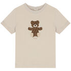 Beige Teddy Logo T-Shirt, 1, hi-res