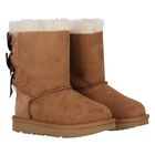 Younger Girls Beige Bailey Bow II Suede Boots, 2, hi-res