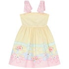 Girls Yellow Floral & Bow Dress, 1, hi-res