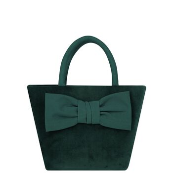 Girls Green Velvet Bow Hand Bag