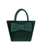 Girls Green Velvet Bow Hand Bag, 1, hi-res