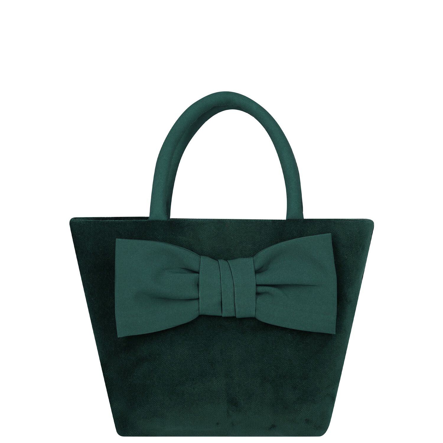 Girls Green Velvet Bow Hand Bag, 1, hi-res image number null