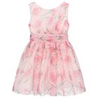 Girls Pink Floral Tulle Dress, 1, hi-res