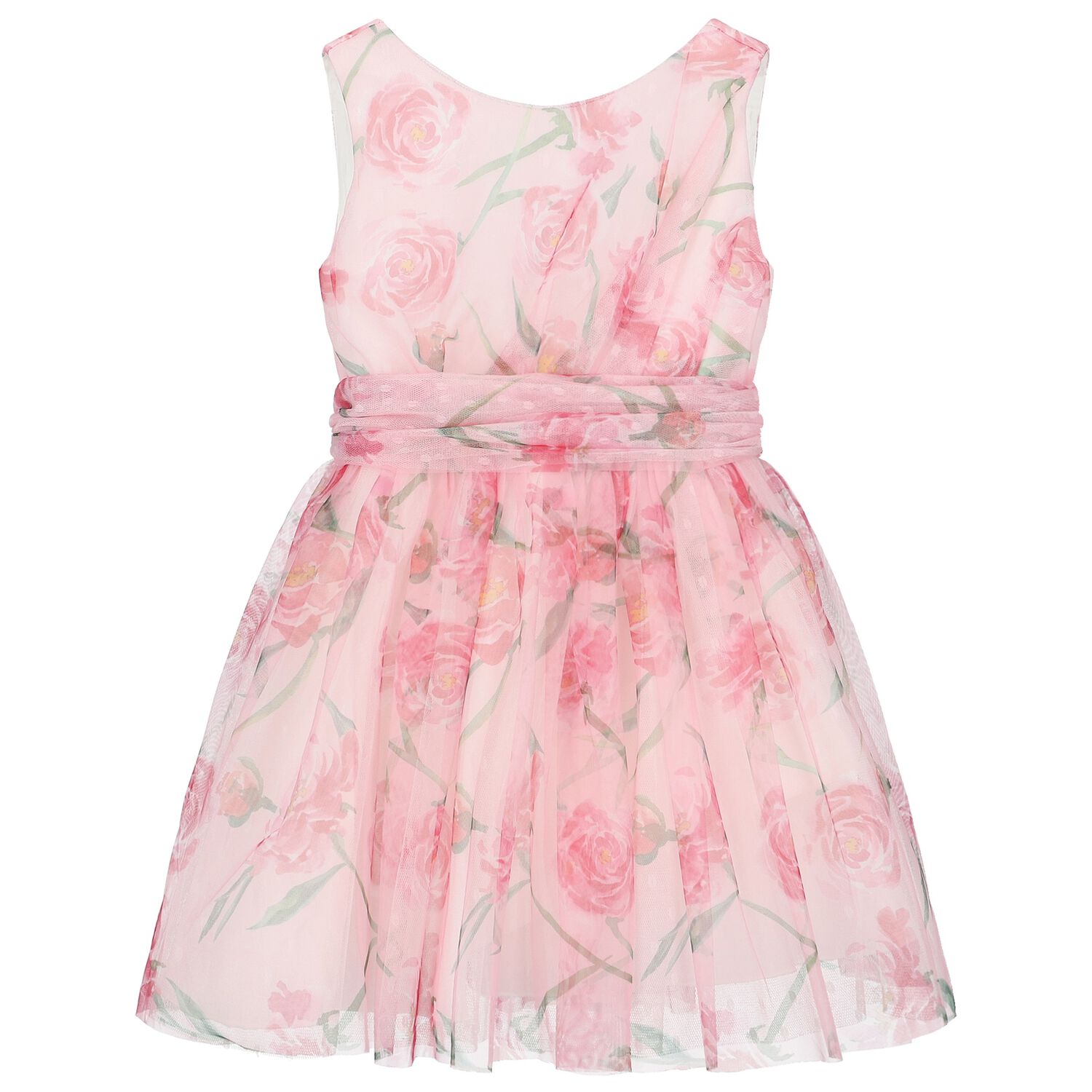 Girls Pink Floral Tulle Dress, 1, hi-res image number null