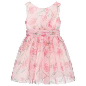 Girls Pink Floral Tulle Dress