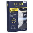 Boy Ivory, Blue  & Navy Blue Logo Boxer Shorts ( 3-Pack ), 2, hi-res