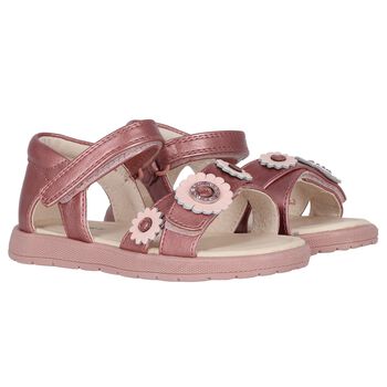 Younger Girls Pink Flower Sandals