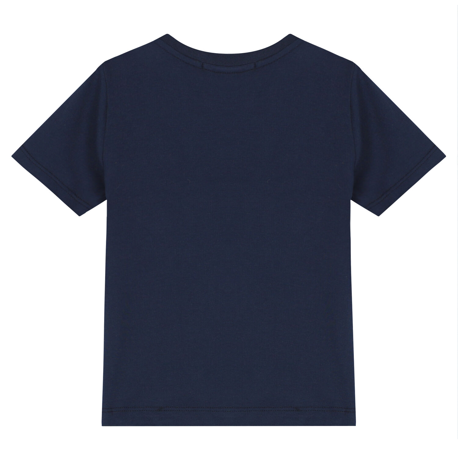 Younger Boys Navy Striped Logo T-Shirt, 1, hi-res