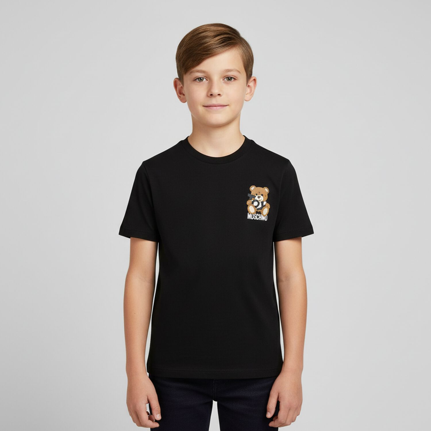 Black Teddy Bear Logo T-Shirt, 3, hi-res