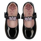 Girls Black Patent Butterfly Shoes, 1, hi-res