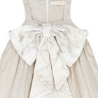 Girls Metallic Gold & White Geo Map Bow Dress, 1, hi-res