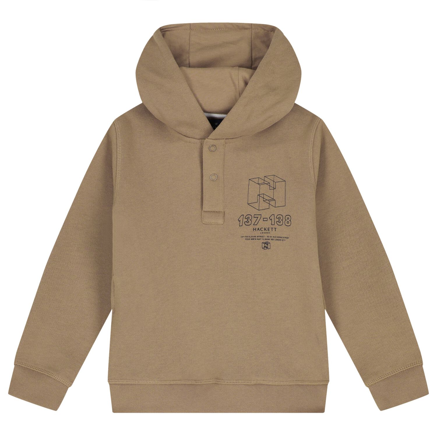 Boys Beige Logo Hooded Top, 2, hi-res
