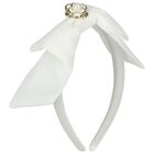 Girls White Chiffon Bow Headband, 2, hi-res
