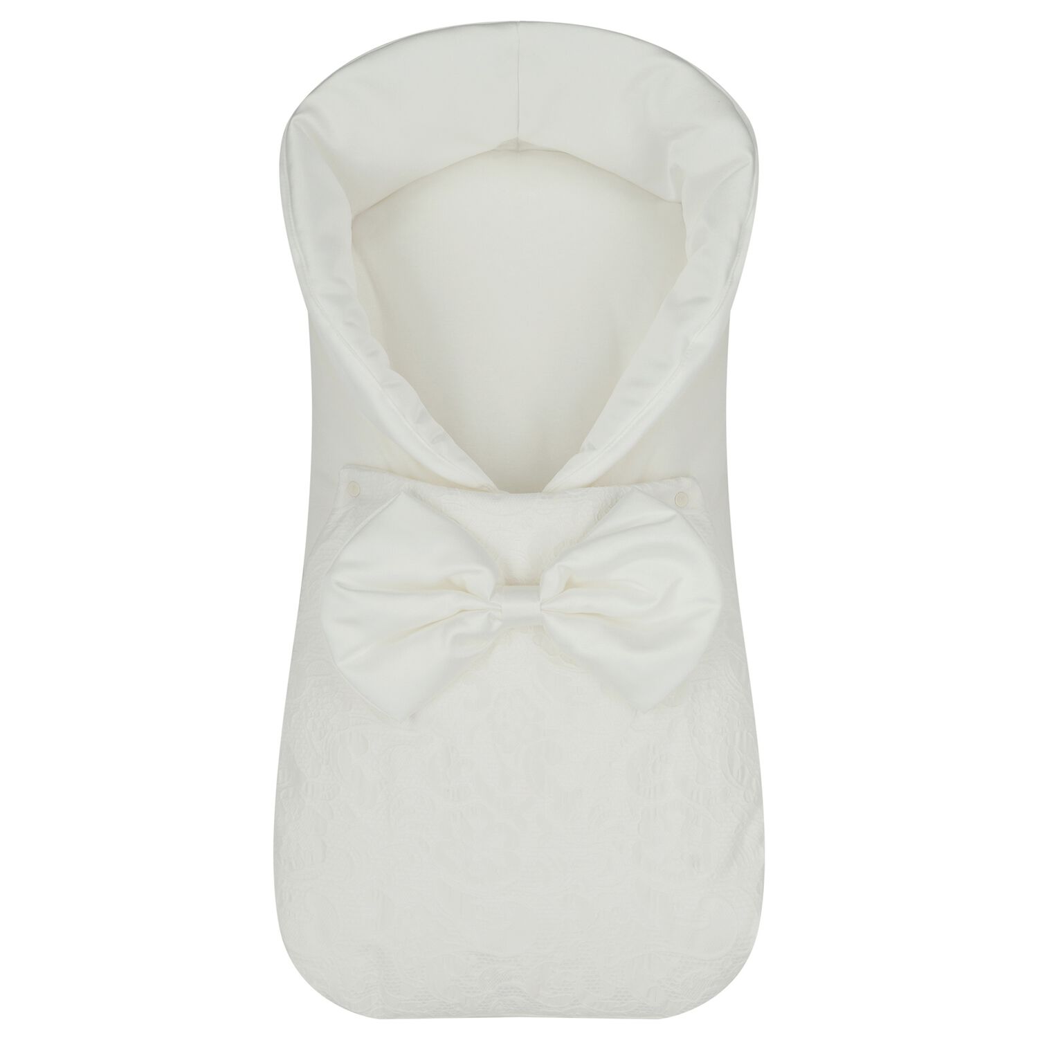 Baby Girls White Satin Bow Nest, 1, hi-res