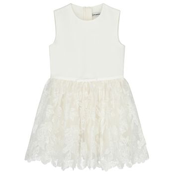 Girls Ivory Floral Lace Dress