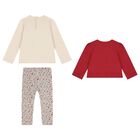 Younger Girls Beige & Red Legging Set, 1, hi-res