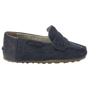 Boys Navy Blue Moccasins