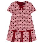 Girls Burgundy & White Tweed Dress, 1, hi-res