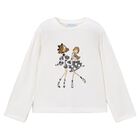 Girls White Long Sleeve Top, 1, hi-res