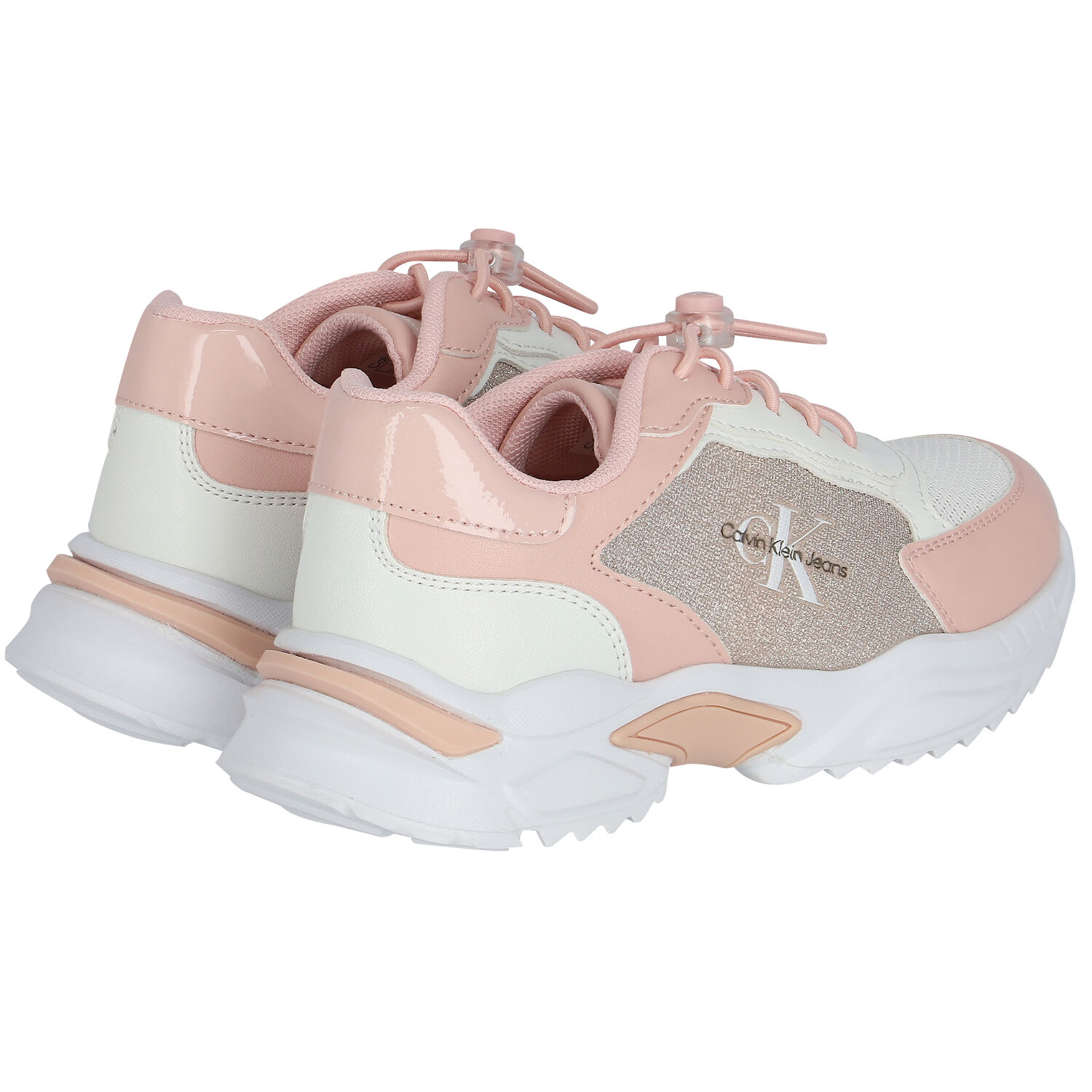 Girls Pink & White Logo Trainers, 1, hi-res