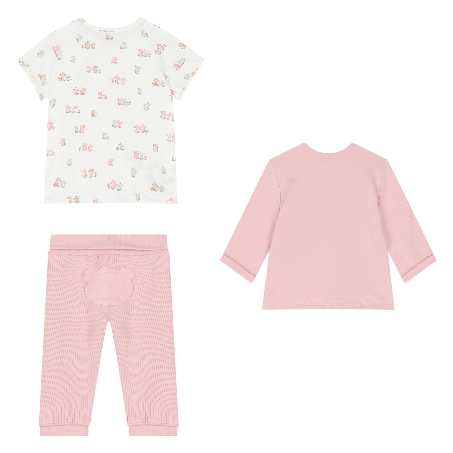 Baby Girls Ivory & Pink Tracksuit Set, 3, hi-res