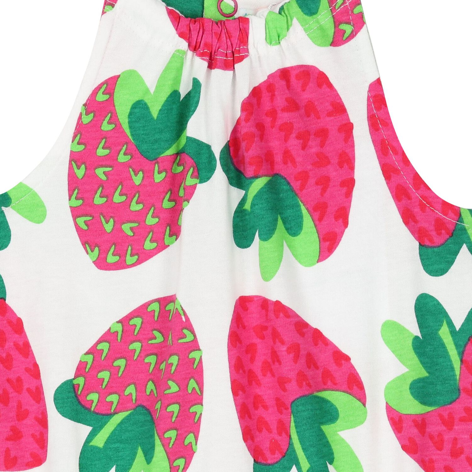 Baby Girls White & Pink Strawberry Romper, 1, hi-res