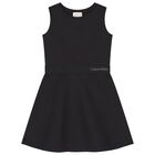 Girls Black Logo Dress, 1, hi-res