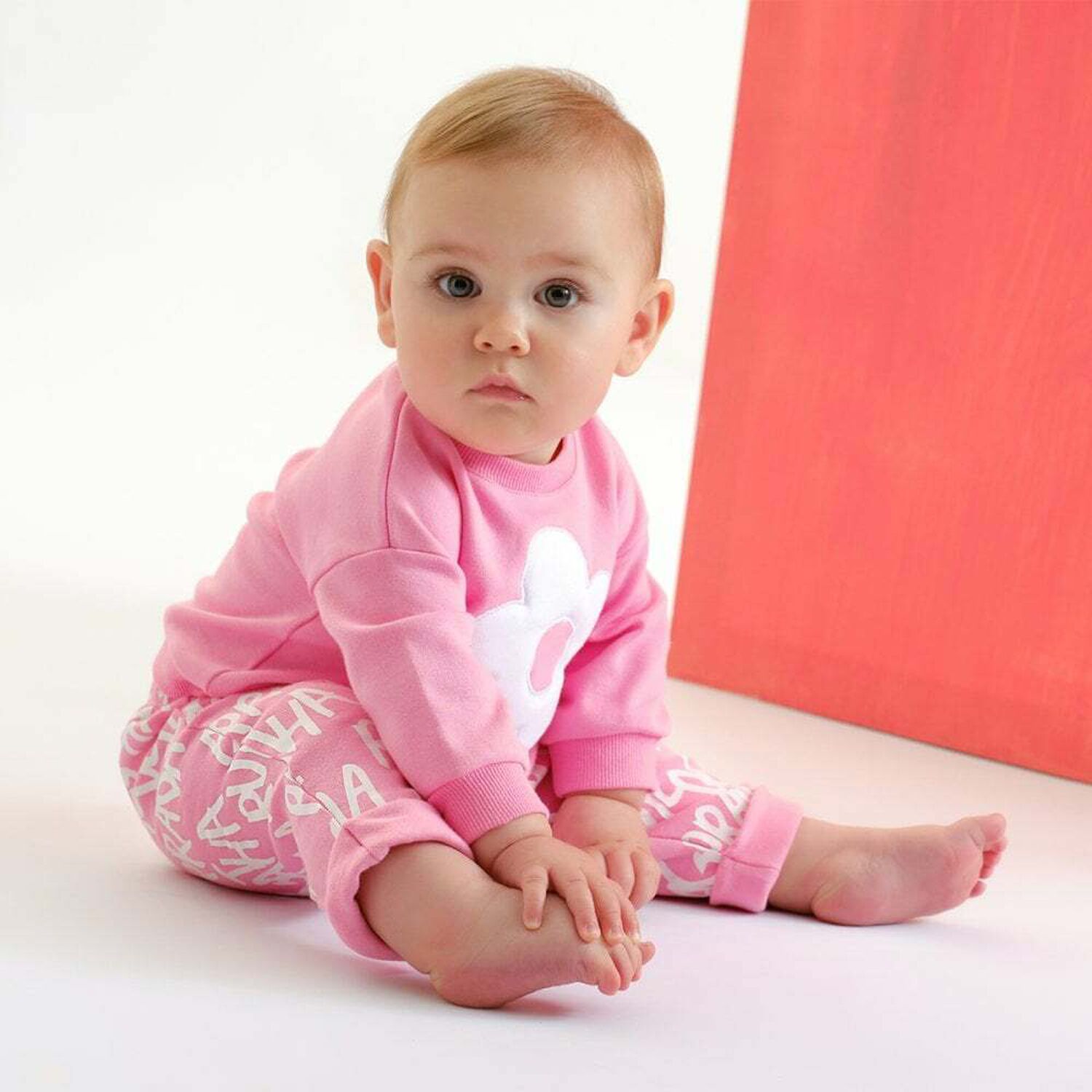 Younger Girls Pink & White Tracksuit, 1, hi-res
