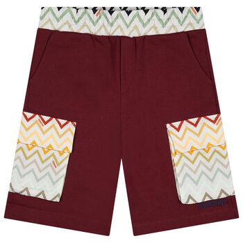 Boys Burgundy Zig Zag Shorts