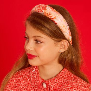 Girls Pink Floral Padded Headband 